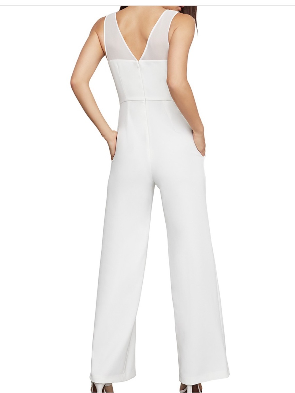 BCBGMaxAzria White V-Neck Jumpsuit- NWT M - Picture 2 of 13